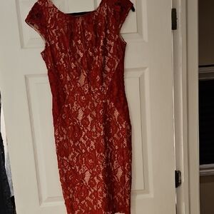 Elegant Red Lace Dress